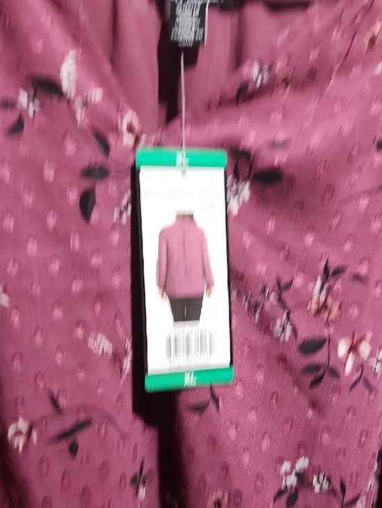 Hilary Radley Mauve Floral Ruffled Neck Blouse - Picture 3 of 5